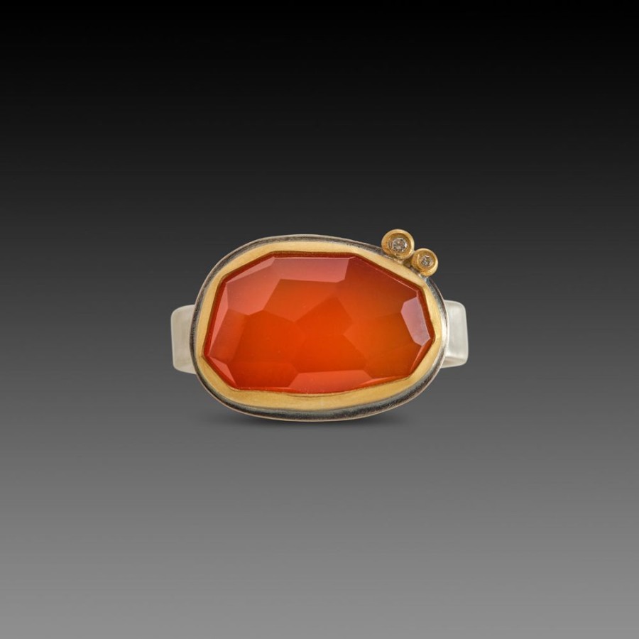 Rings Ananda Khalsa | Carnelian Ring With Diamonds