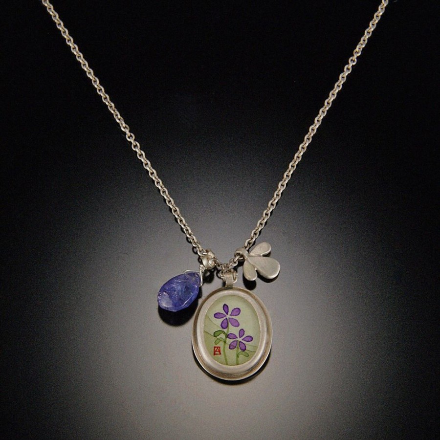 Necklaces Ananda Khalsa | Violets Charm Necklace With Tanzanite