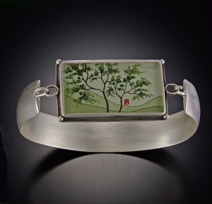 Hand Painted Jewelry Ananda Khalsa | Spring Maple Cuff Bracelet