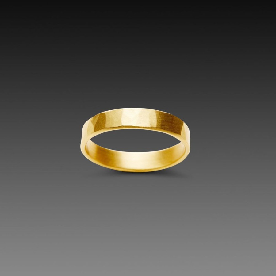 Rings Ananda Khalsa | 4Mm Hammered Gold Band