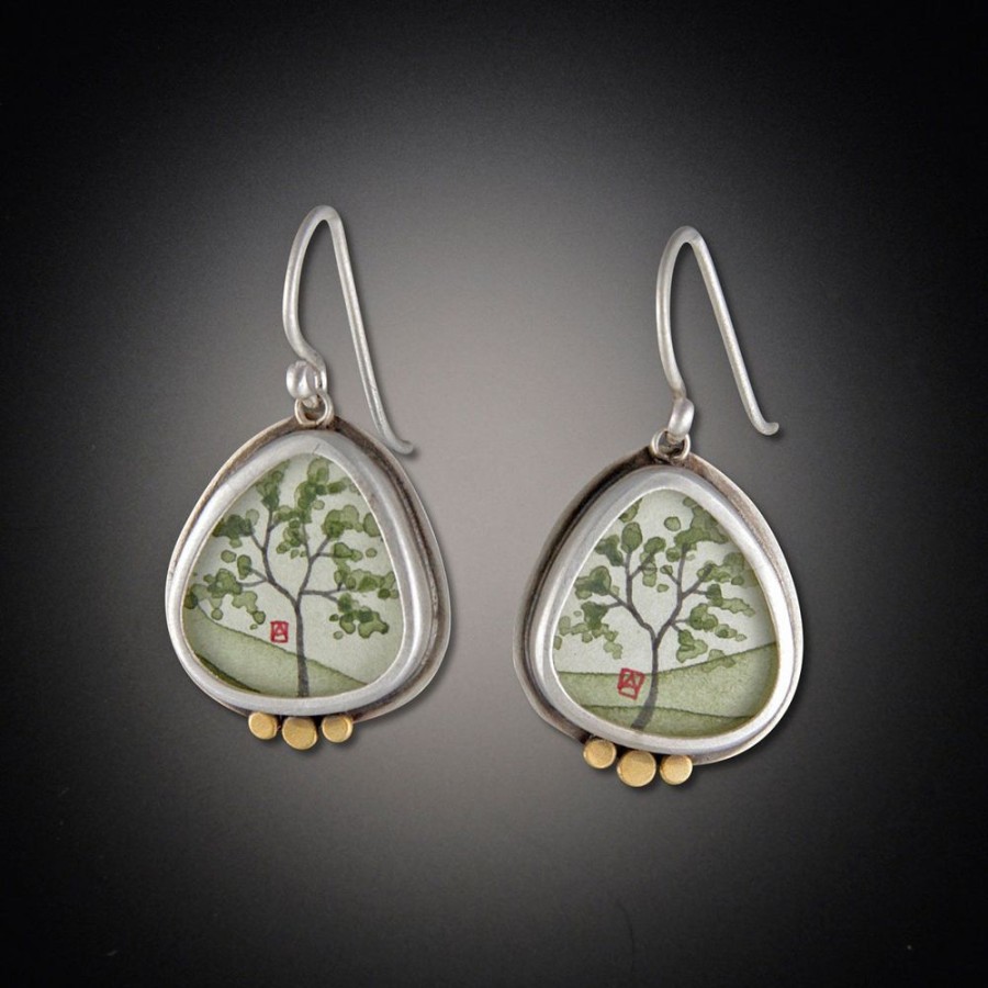 Hand Painted Jewelry Ananda Khalsa | Organic Spring Maple Earrings