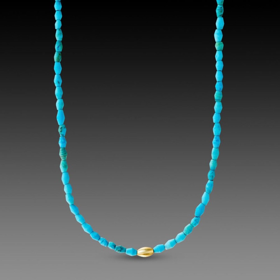 Necklaces Ananda Khalsa | Egyptian Faience & Gold Necklace