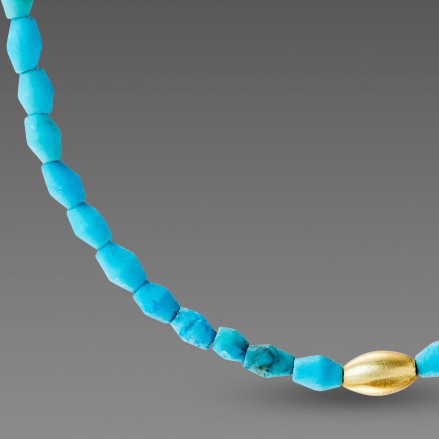 Necklaces Ananda Khalsa | Egyptian Faience & Gold Necklace