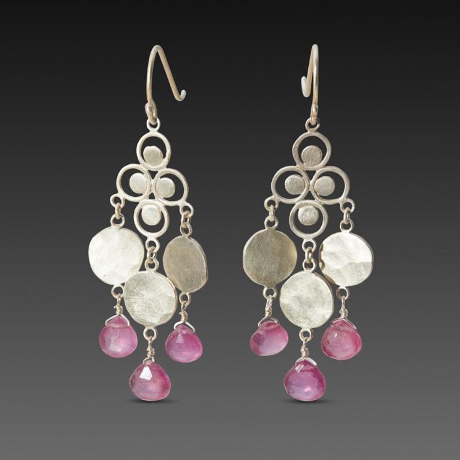 Earrings Ananda Khalsa | Filigree Chandelier Earrings With Pink Sapphires