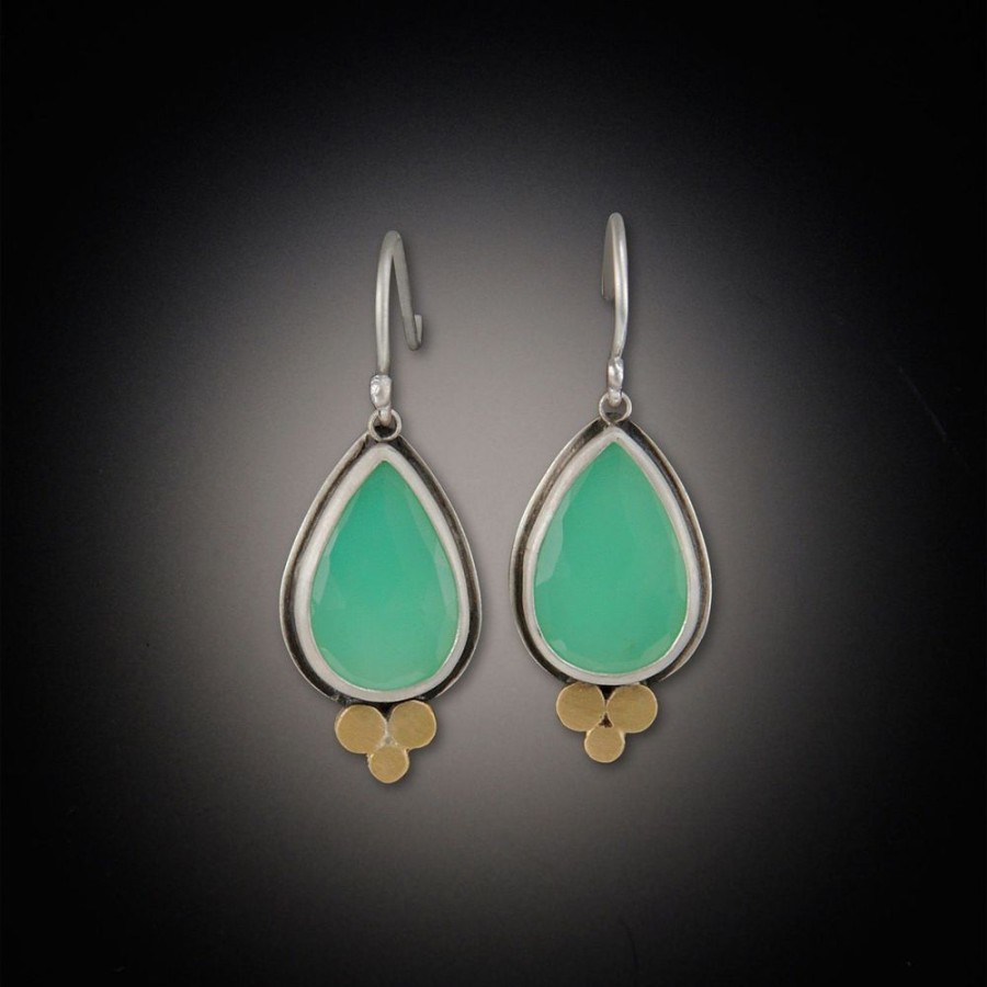 Earrings Ananda Khalsa | Rose Cut Chrysoprase Teardrop Earrings