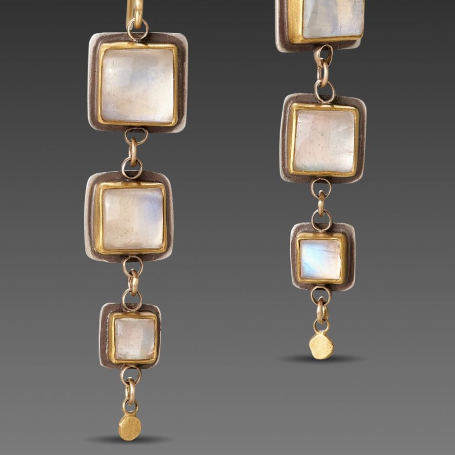 Earrings Ananda Khalsa | Triple Moonstone Earrings