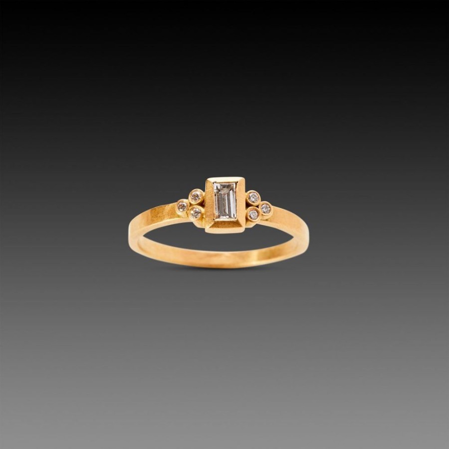 Rings Ananda Khalsa | Baguette Diamond Ring With Diamond Trios