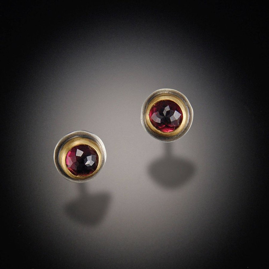 Earrings Ananda Khalsa | Round Garnet Stud Earrings