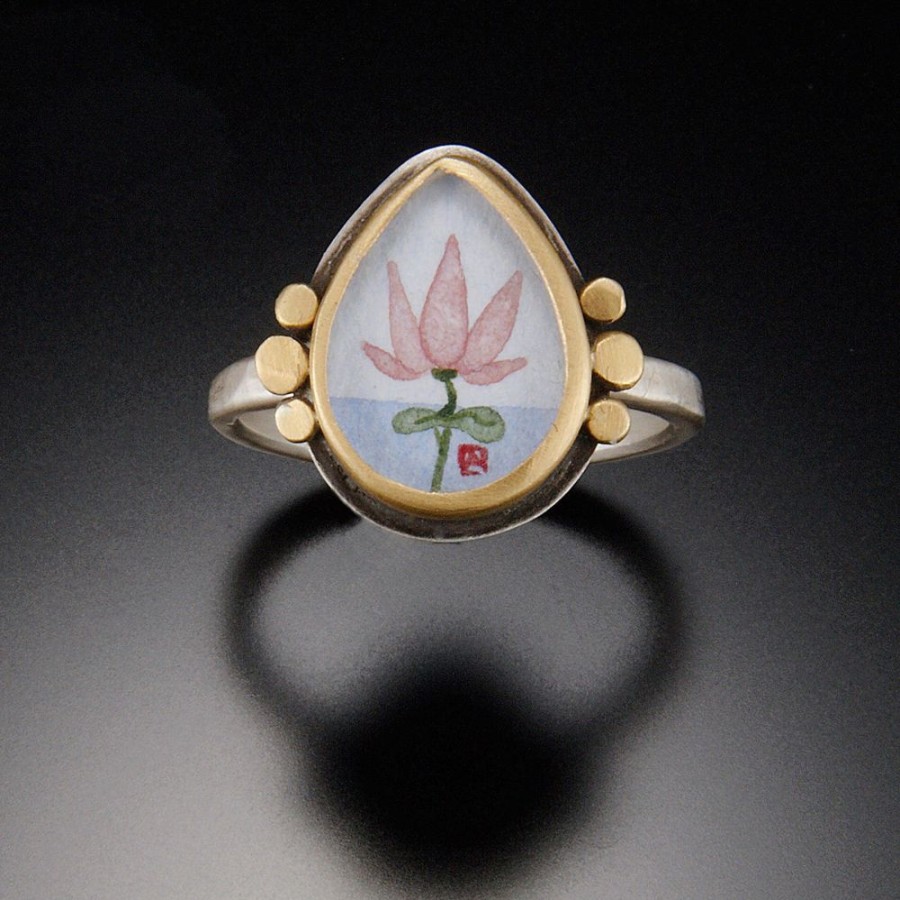 Hand Painted Jewelry Ananda Khalsa | Teardrop Lotus Ring