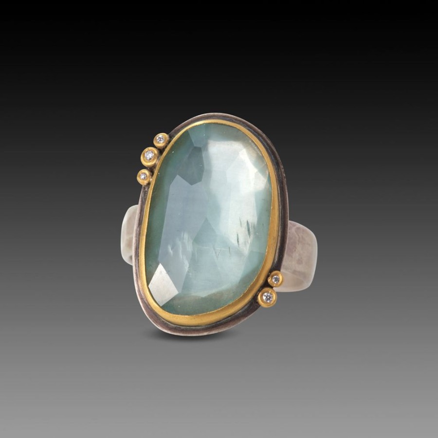 Rings Ananda Khalsa | Aquamarine Ring With Diamonds