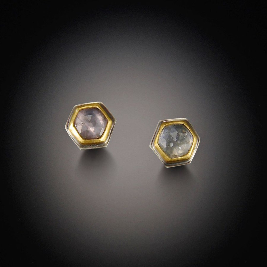 Earrings Ananda Khalsa | Sapphire Hex Stud Earrings