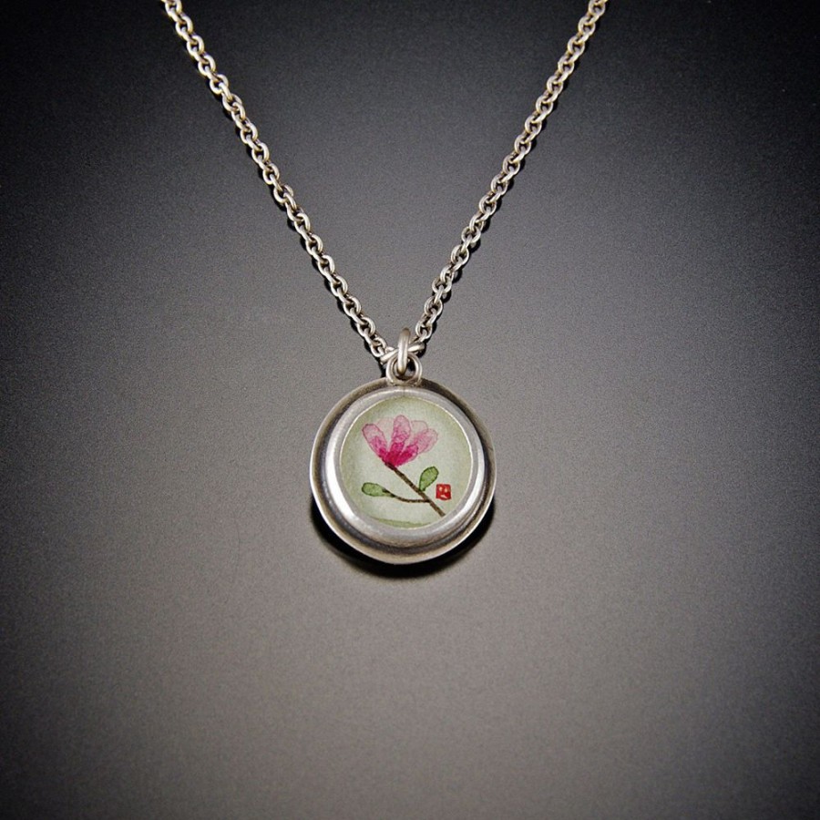 Necklaces Ananda Khalsa | Tiny Round Magnolia Necklace