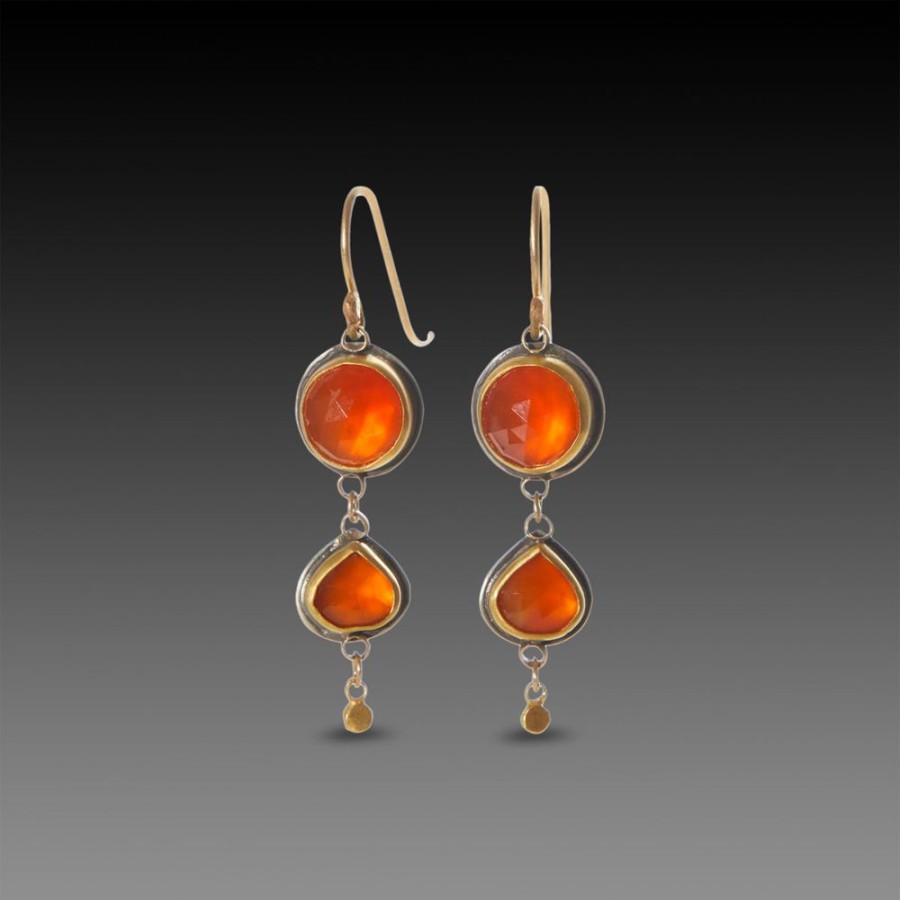 Earrings Ananda Khalsa | Double Rose Cut Carnelian Earrings