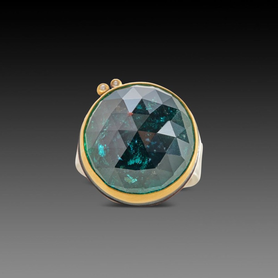 Rings Ananda Khalsa | Indicolite Tourmaline Ring With Diamonds