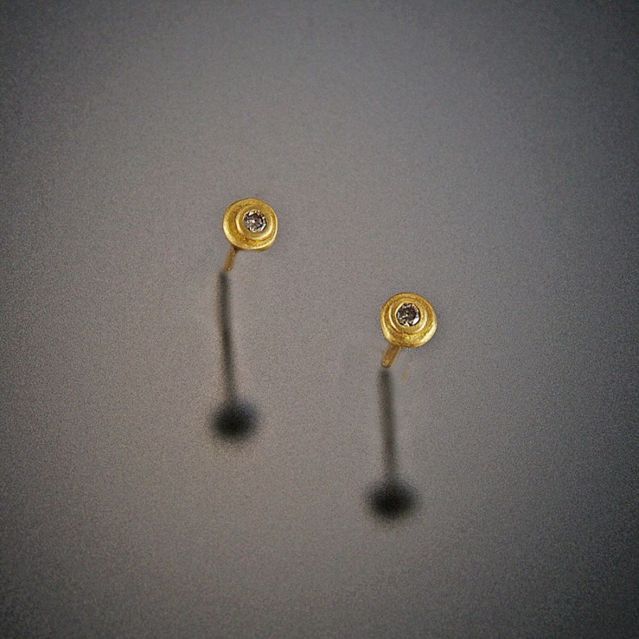 Earrings Ananda Khalsa | Gold Dot Stud Earrings With Diamonds