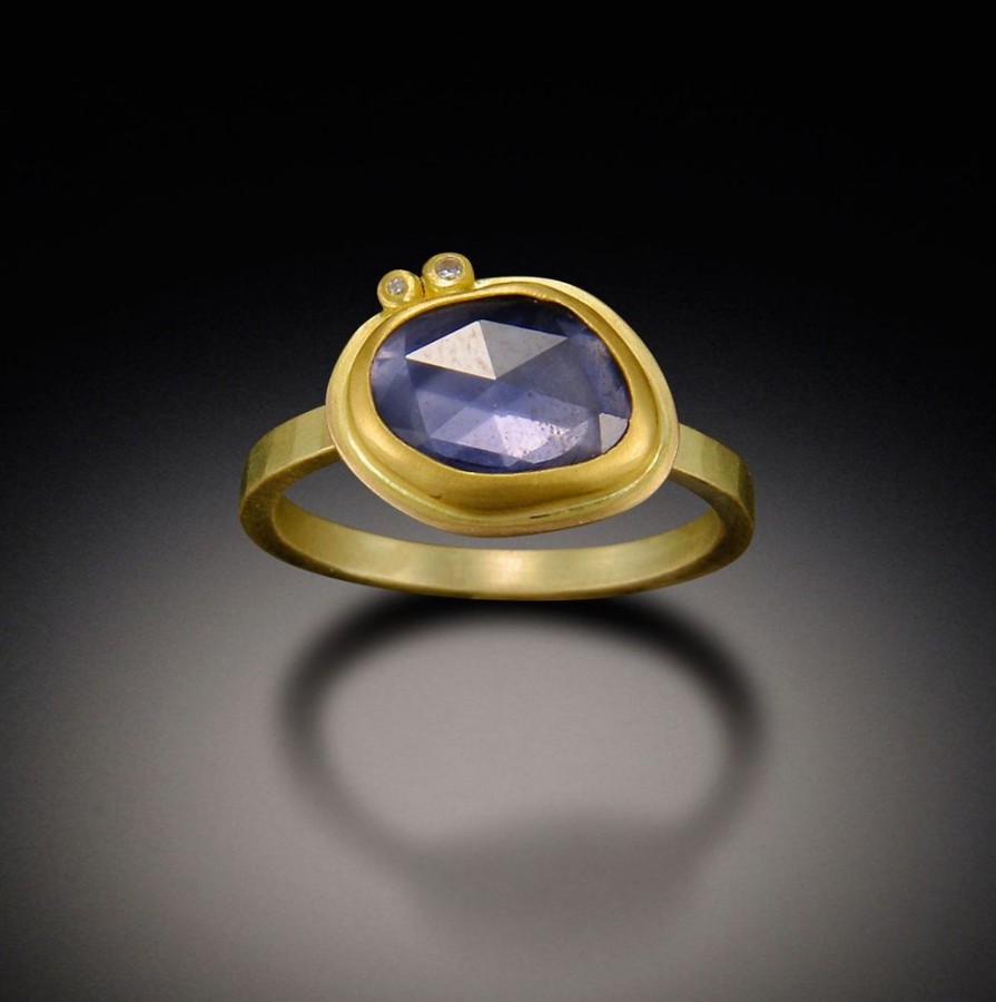 Rings Ananda Khalsa | Organic Blue Sapphire Ring With Diamonds