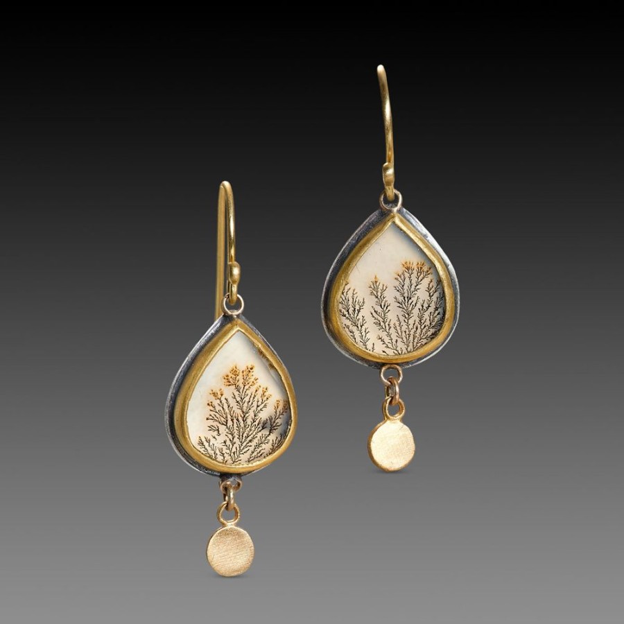 Earrings Ananda Khalsa | Dendritic Agate Teardrop Earrings