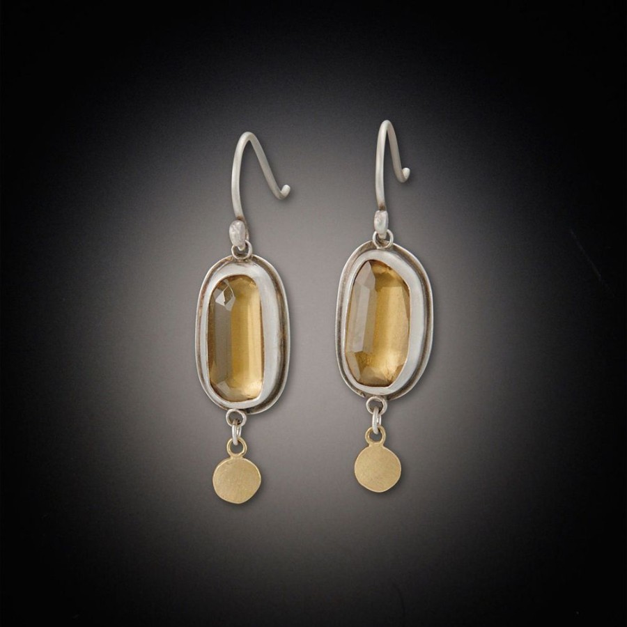 Earrings Ananda Khalsa | Champagne Quartz Earrings With Gold Drop