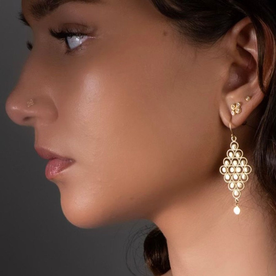 Earrings Ananda Khalsa | Gold Dot Stud Earrings With Diamonds