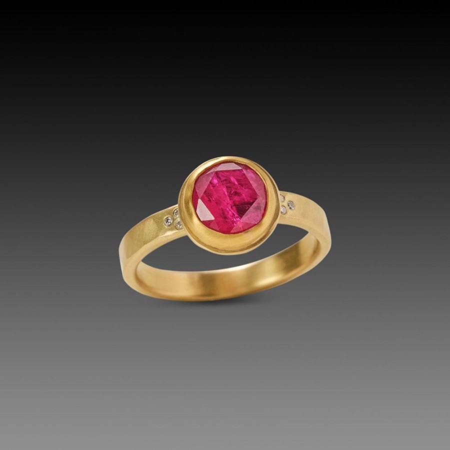 Rings Ananda Khalsa | Vibrant Ruby Ring With Diamonds