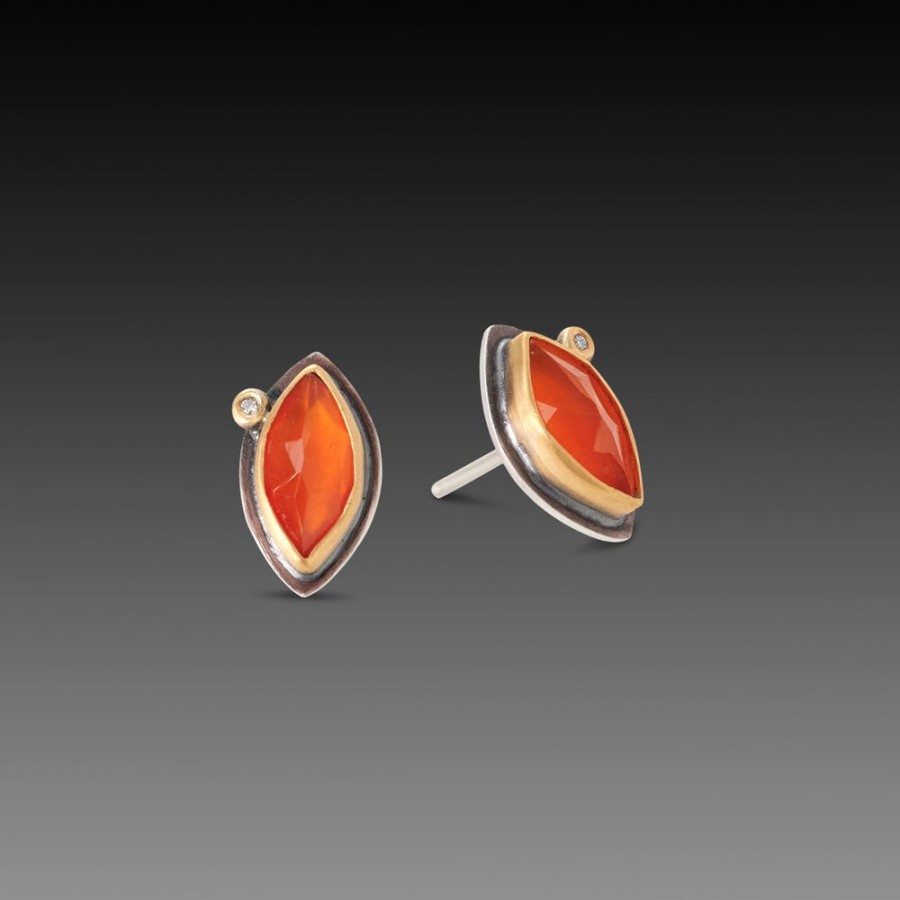 Earrings Ananda Khalsa | Carnelian Marquis Stud Earrings