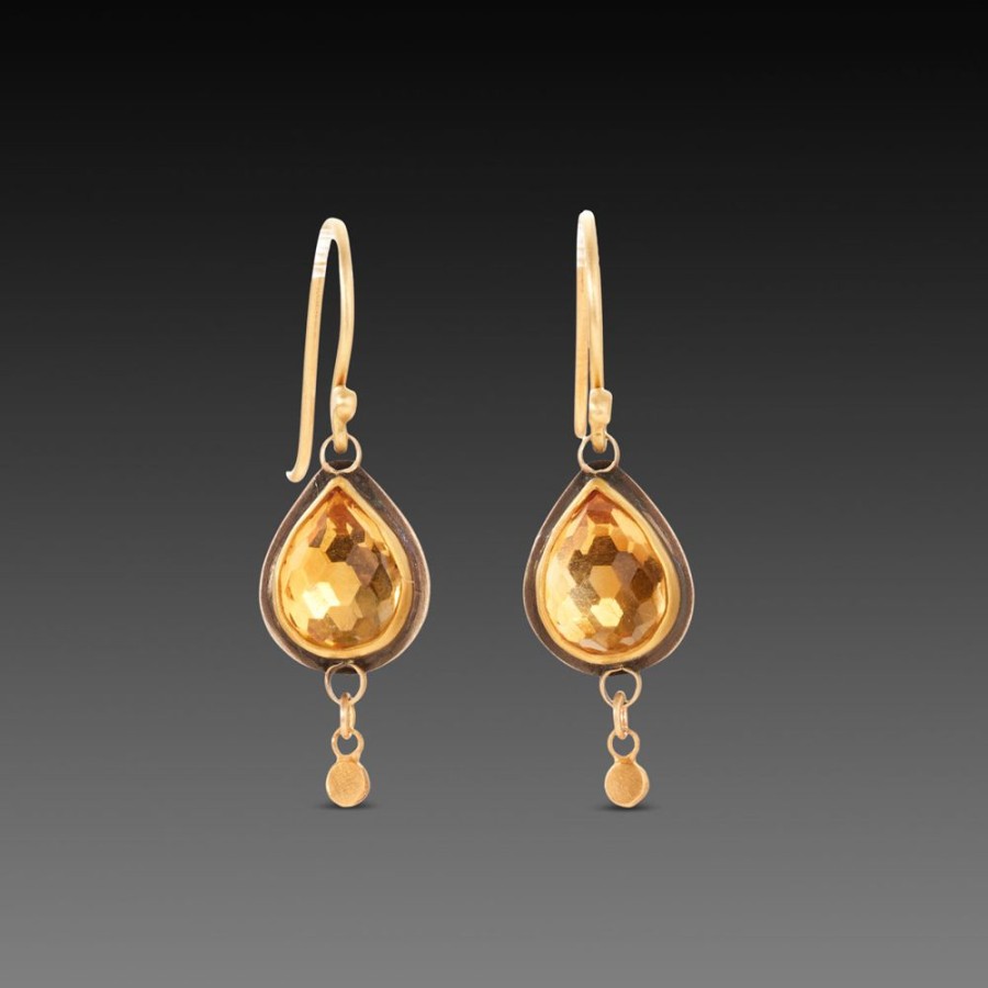 Earrings Ananda Khalsa | Gold Citrine Teardrop Earrings