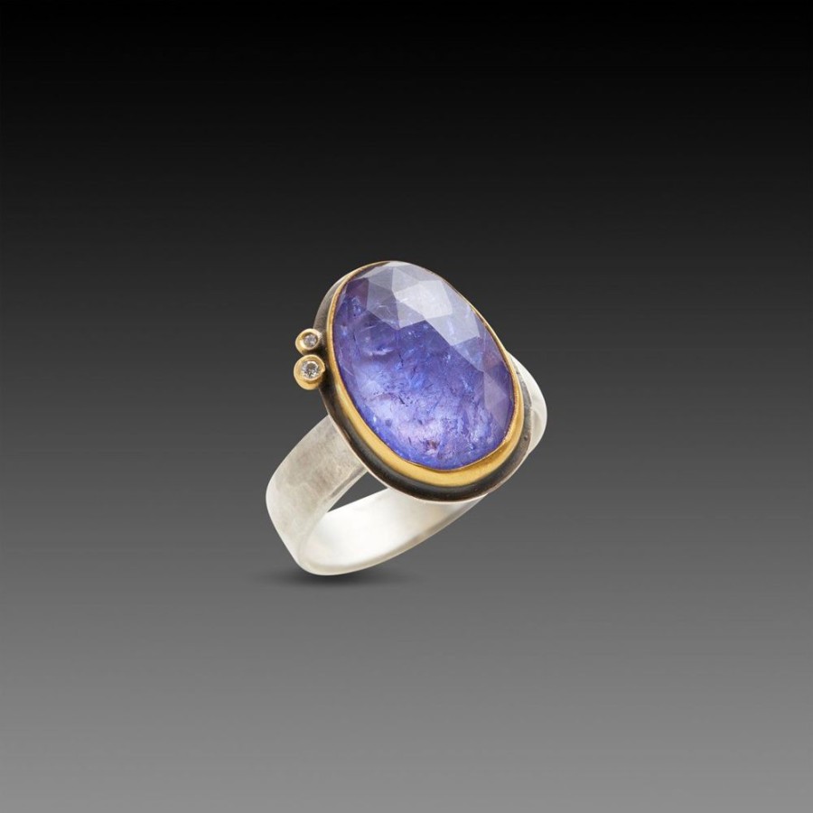 Rings Ananda Khalsa | Rose Cut Tanzanite Ring With Diamond Dots