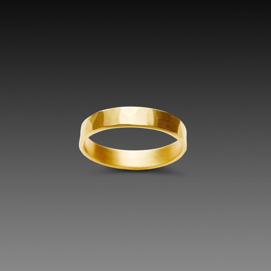 Rings Ananda Khalsa | 4Mm Hammered Gold Band