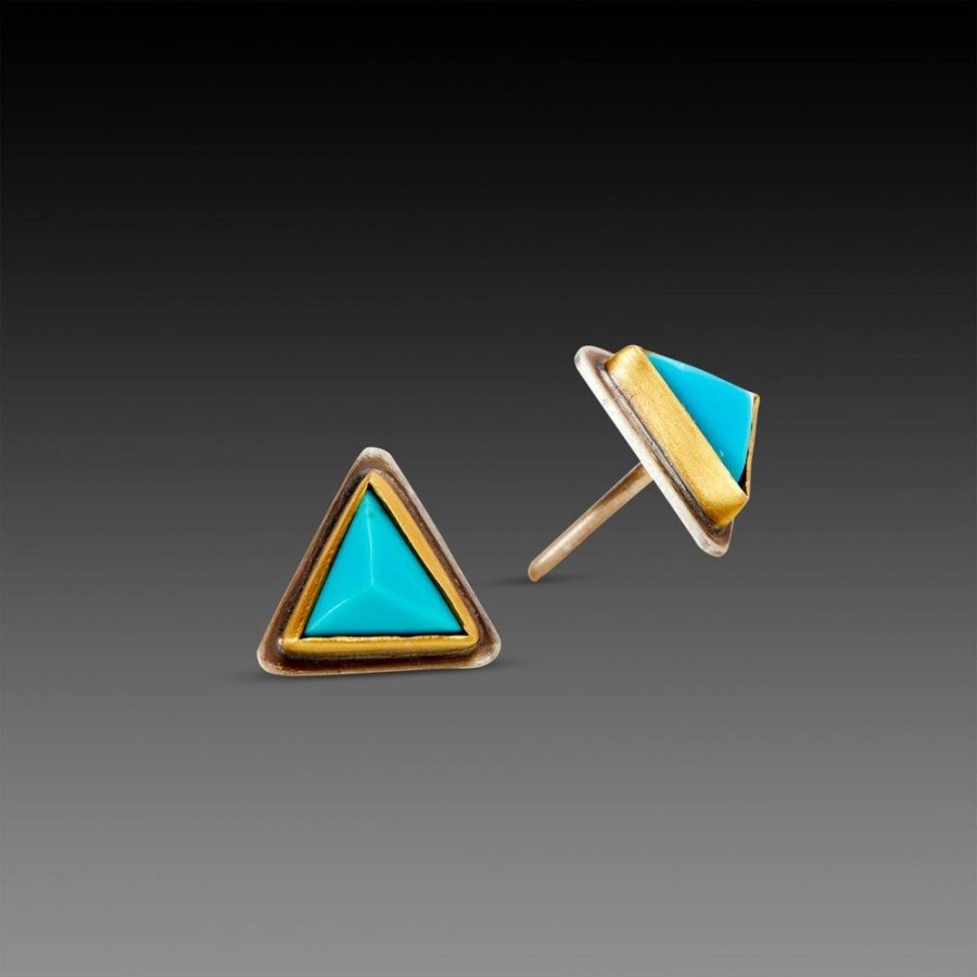 Earrings Ananda Khalsa | Triangle Turquoise Stud Earrings