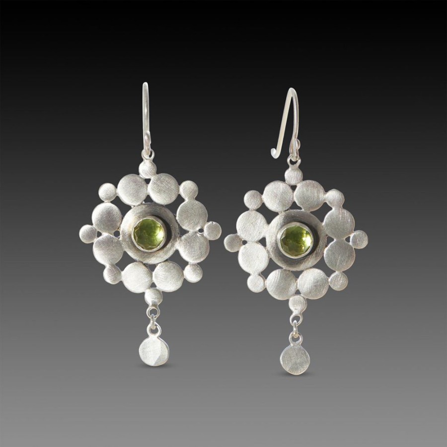 Earrings Ananda Khalsa | Sterling & Peridot Mandala Earrings