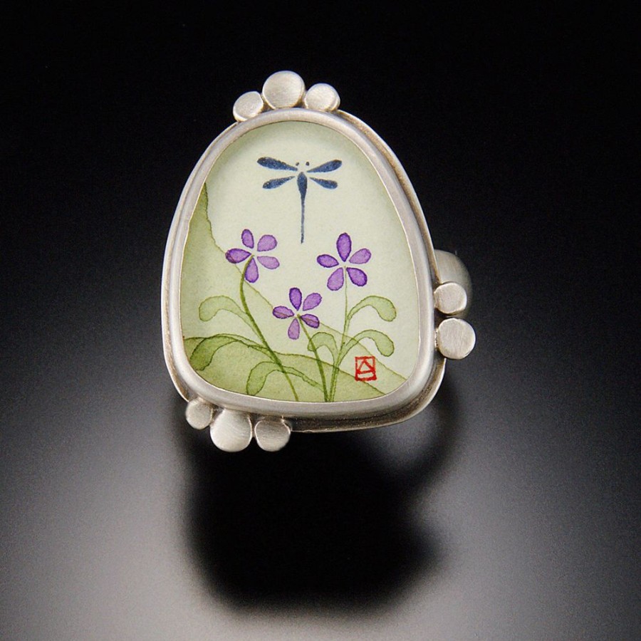 Rings Ananda Khalsa | Dragonfly With Violets Ring