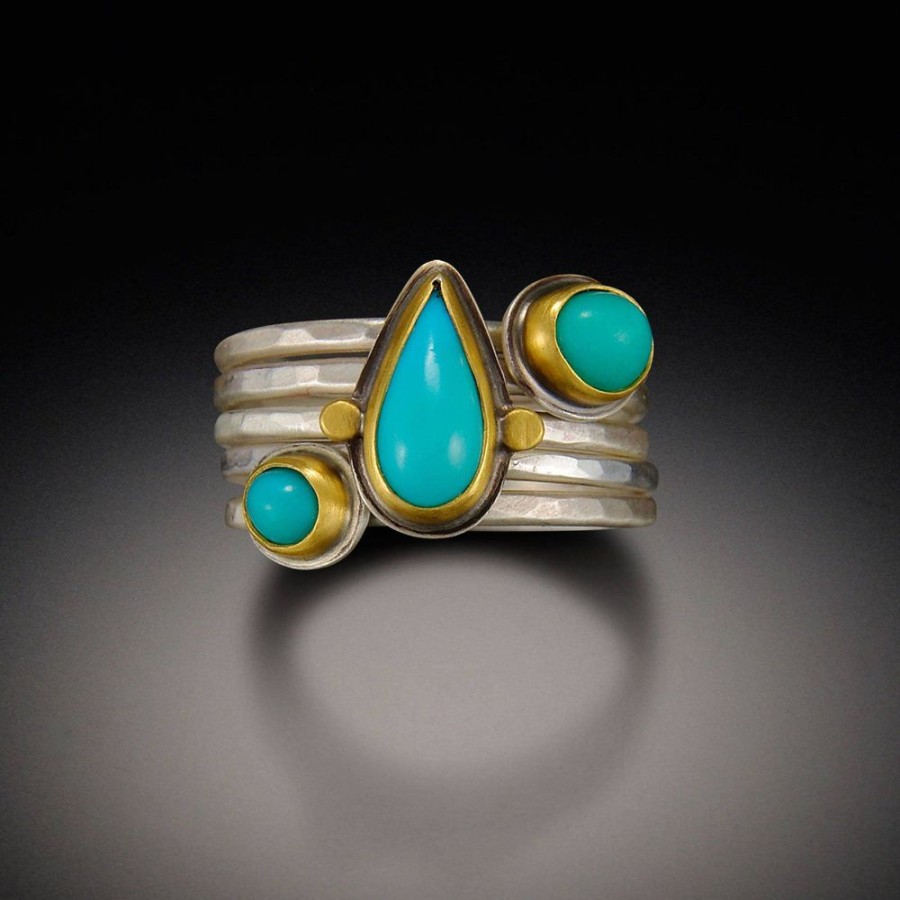 Rings Ananda Khalsa | Three Turquoise Stacking Ring Set