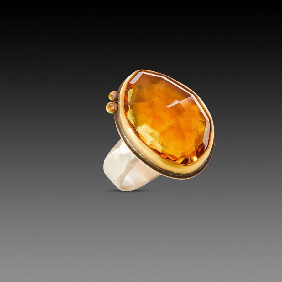 Rings Ananda Khalsa | Citrine Ring With Diamond Dots