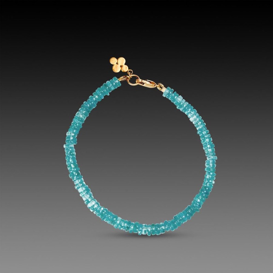 Bracelets Ananda Khalsa | Apatite Bracelet With 22K Disk Charm