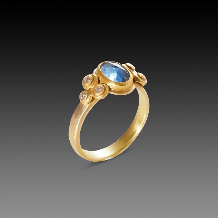 Rings Ananda Khalsa | Rose Cut Ceylon Sapphire Ring With Diamonds