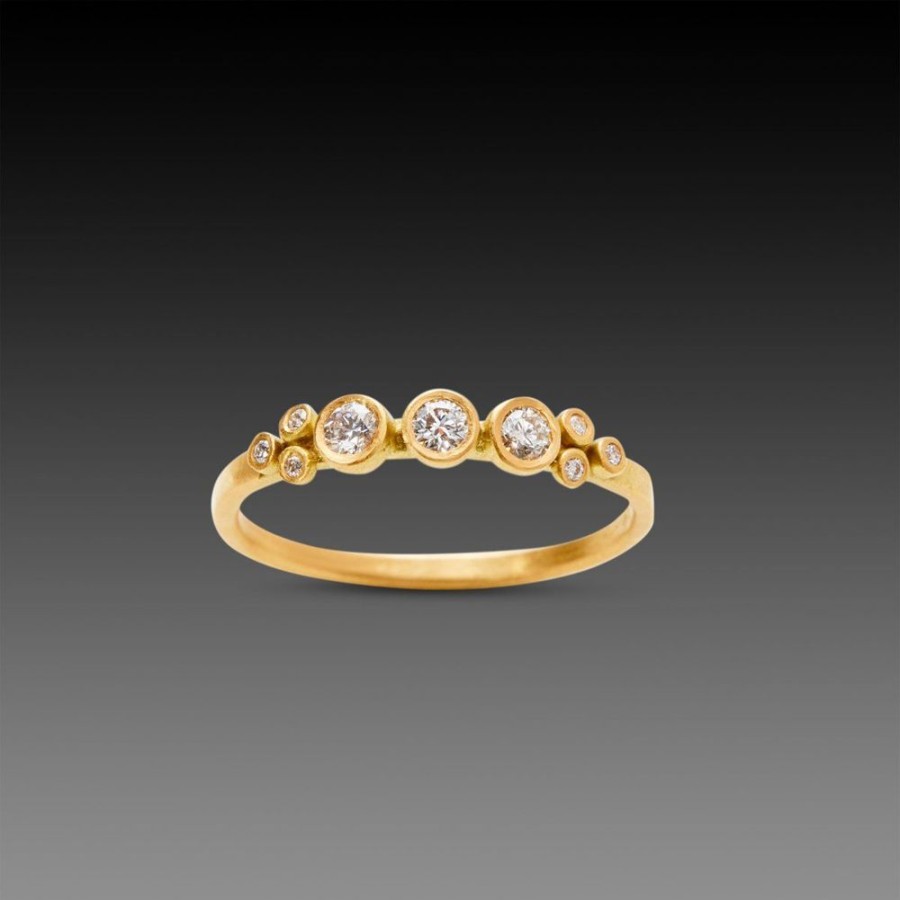 Rings Ananda Khalsa | Three Diamond Dot Ring With Diamond Trios