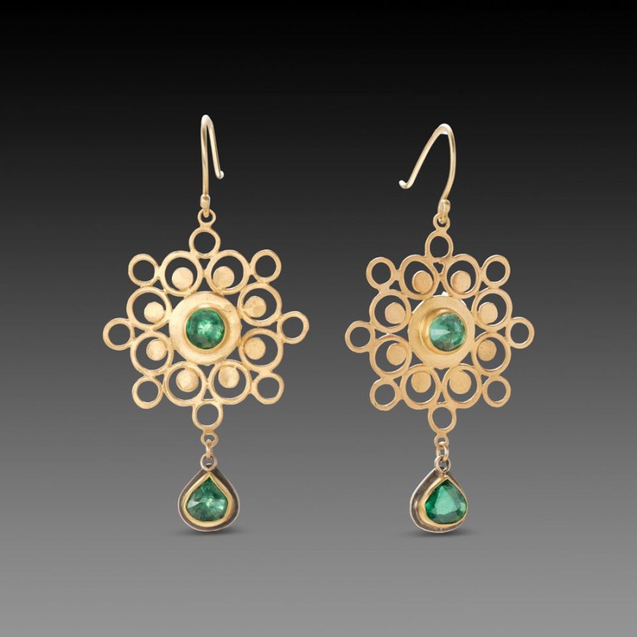 Earrings Ananda Khalsa | Mandala Earrings With Emeralds