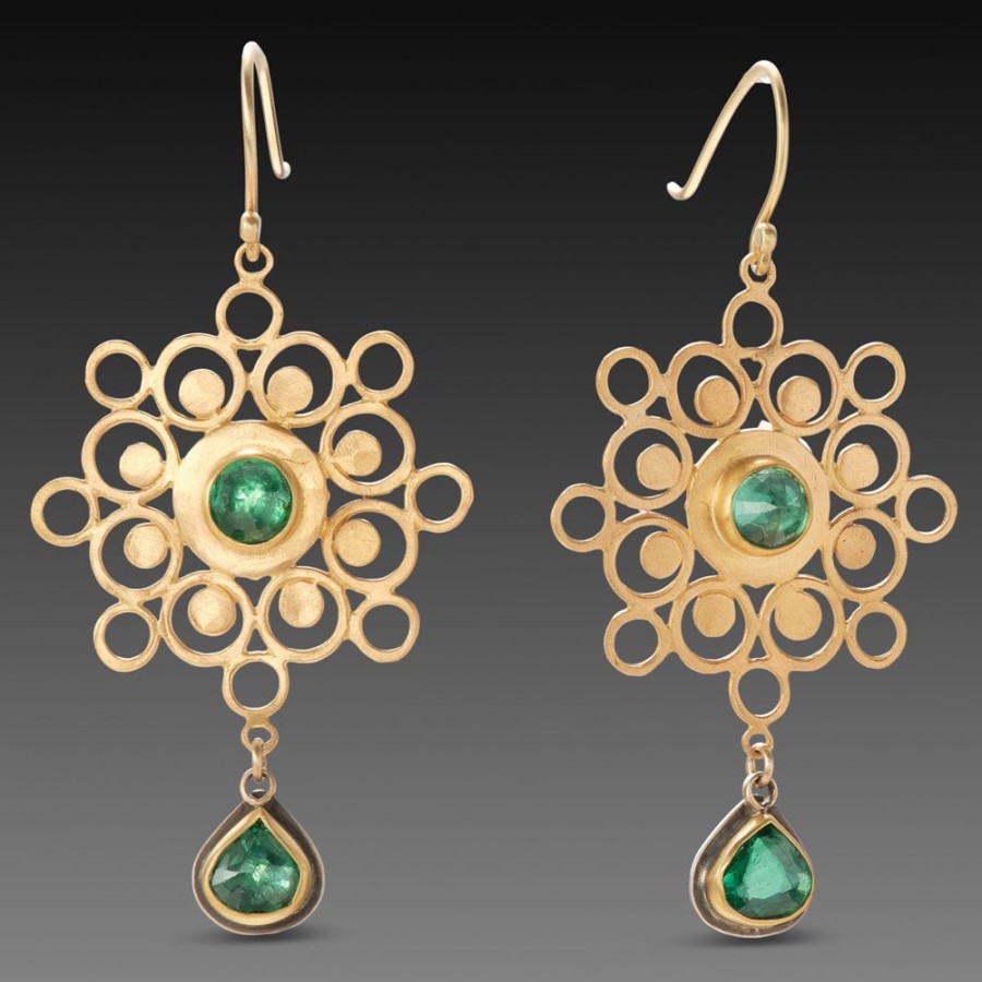 Earrings Ananda Khalsa | Mandala Earrings With Emeralds