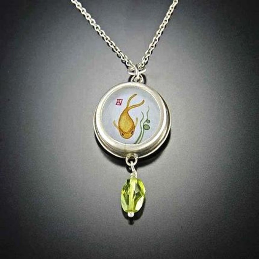 Hand Painted Jewelry Ananda Khalsa | Koi Necklace With Peridot