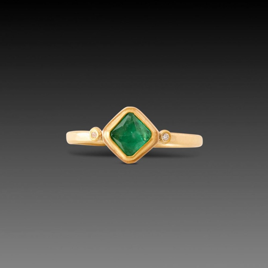 Rings Ananda Khalsa | Emerald Ring With Tiny Diamonds