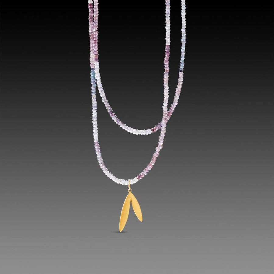 Necklaces Ananda Khalsa | Ombre Spinel Necklace With Gold Leaf Charm