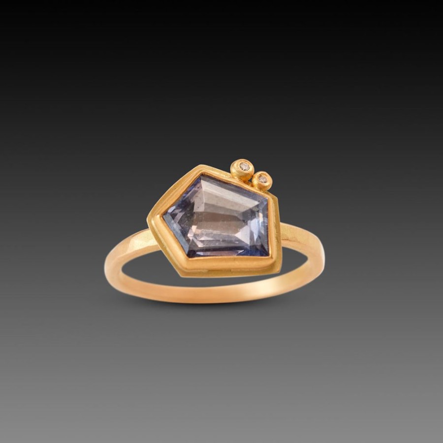 Rings Ananda Khalsa | Geometric Blue Sapphire Ring With Diamonds