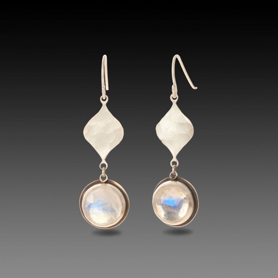 Earrings Ananda Khalsa | Moonstone And Hammered Silver Earrings