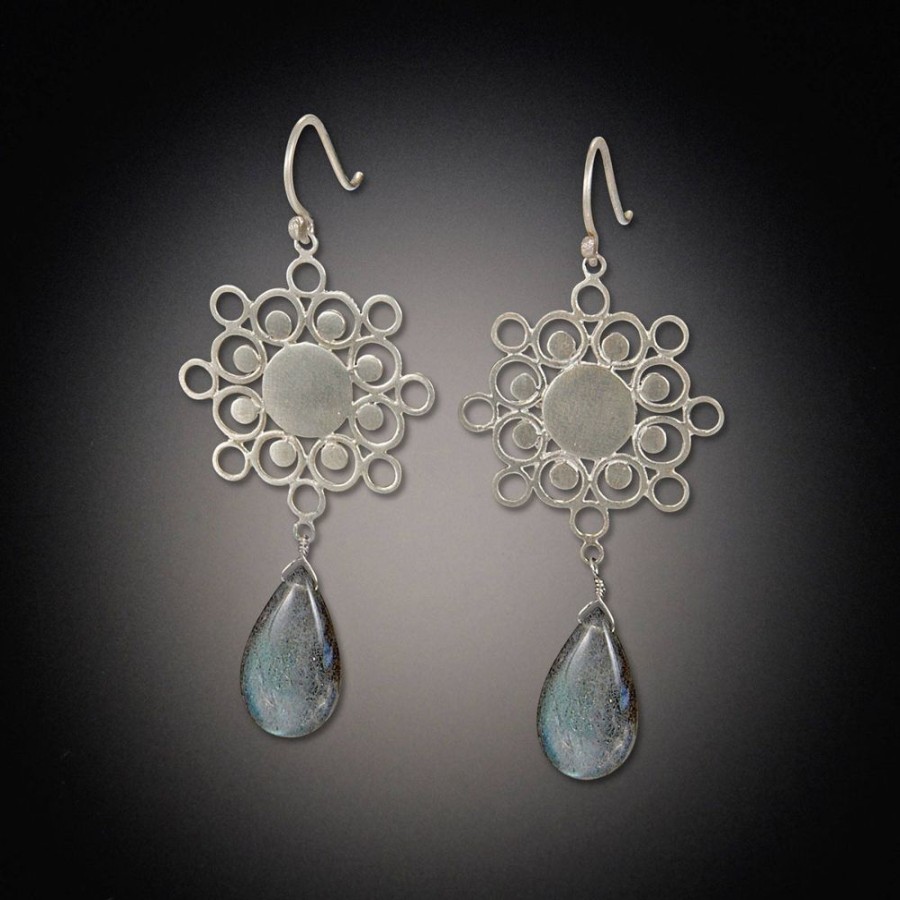 Earrings Ananda Khalsa | Open Mandala Earrings With Labradorite