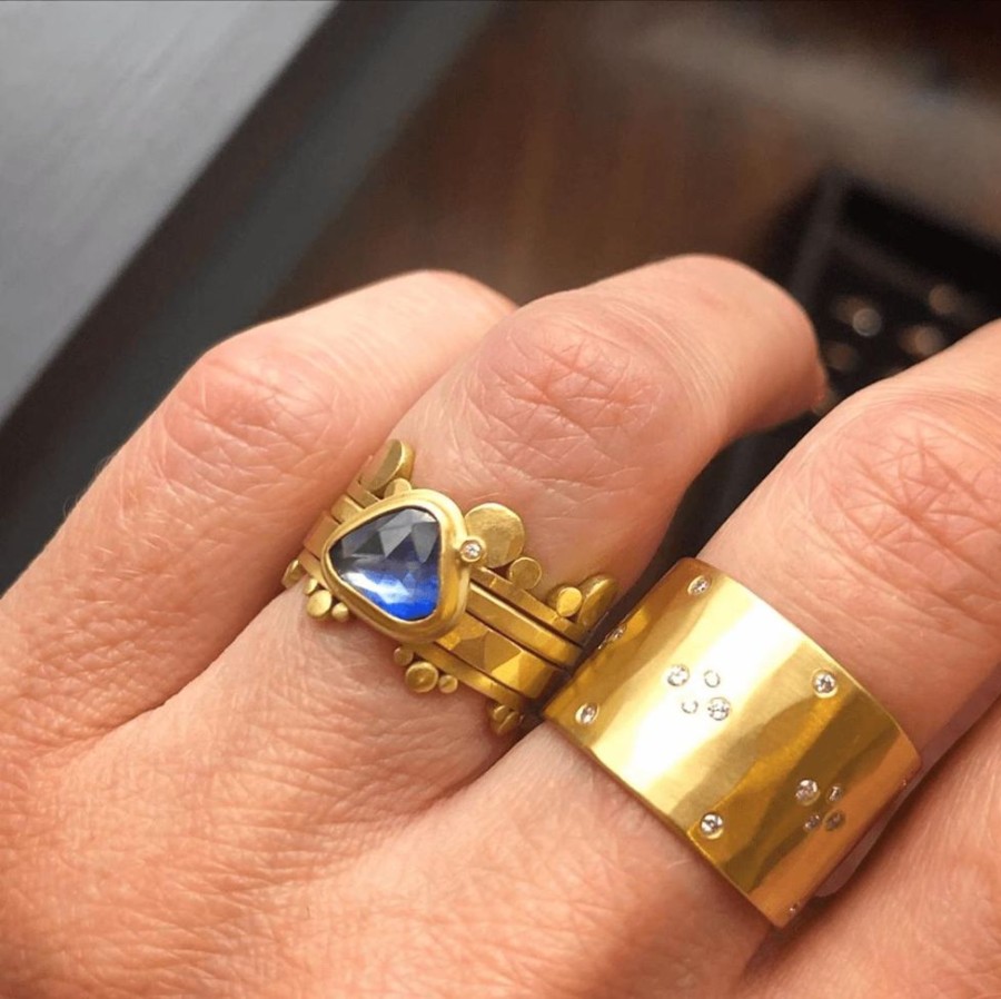 Rings Ananda Khalsa | Blue Sapphire Ring With Diamond