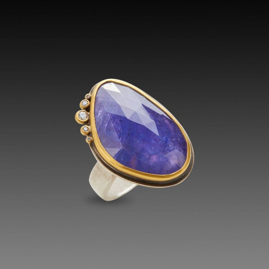 Rings Ananda Khalsa | Rose Cut Tanzanite Ring With Diamond Arc