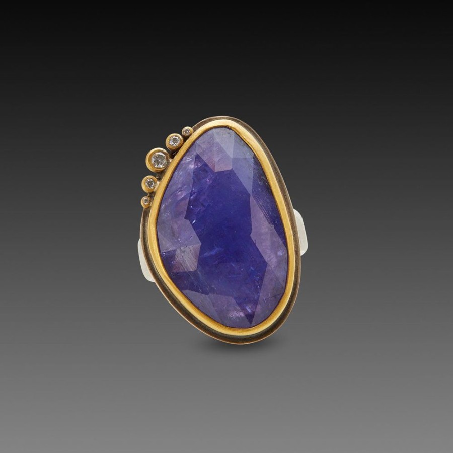 Rings Ananda Khalsa | Rose Cut Tanzanite Ring With Diamond Arc