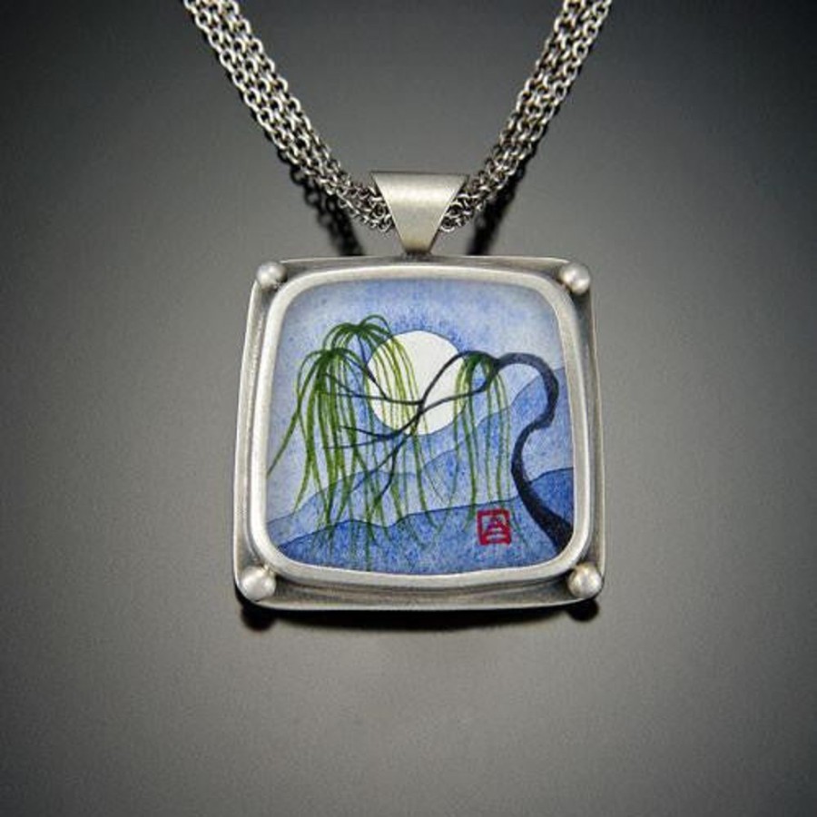 Hand Painted Jewelry Ananda Khalsa | Square Willow Necklace