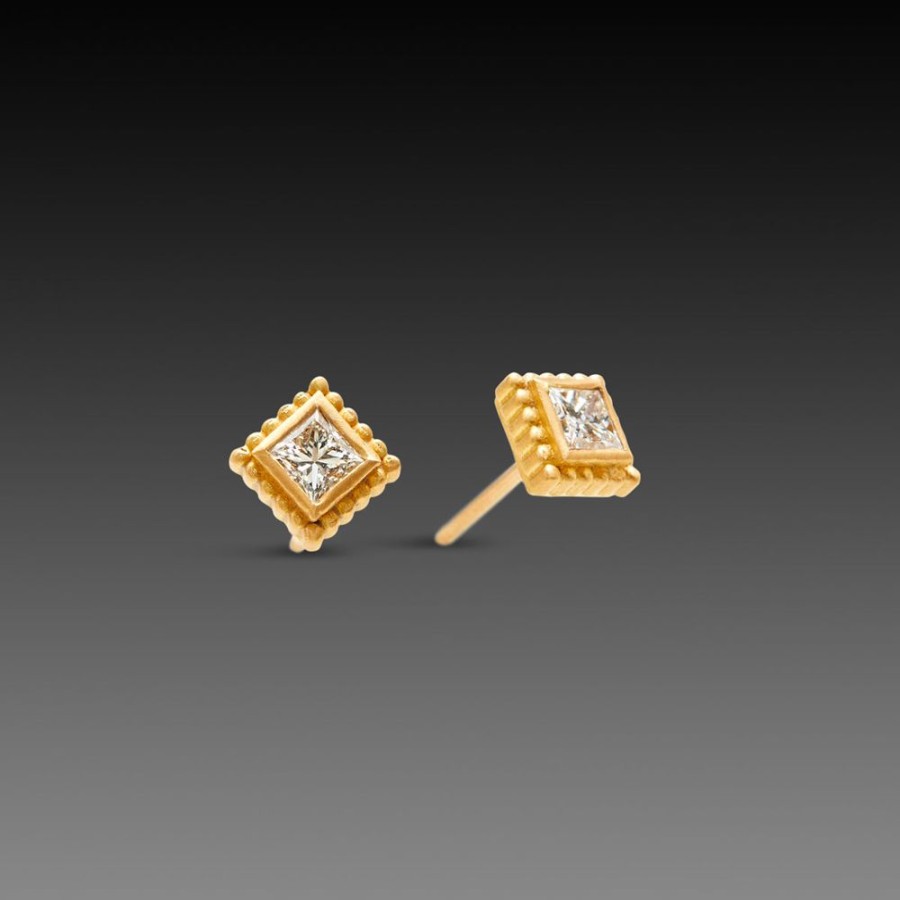 Earrings Ananda Khalsa | Square Diamond Stud Earrings