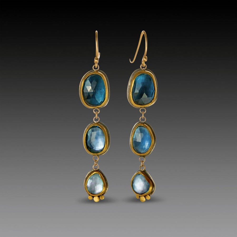 Earrings Ananda Khalsa | Ombre Blue Topaz Drop Earrings